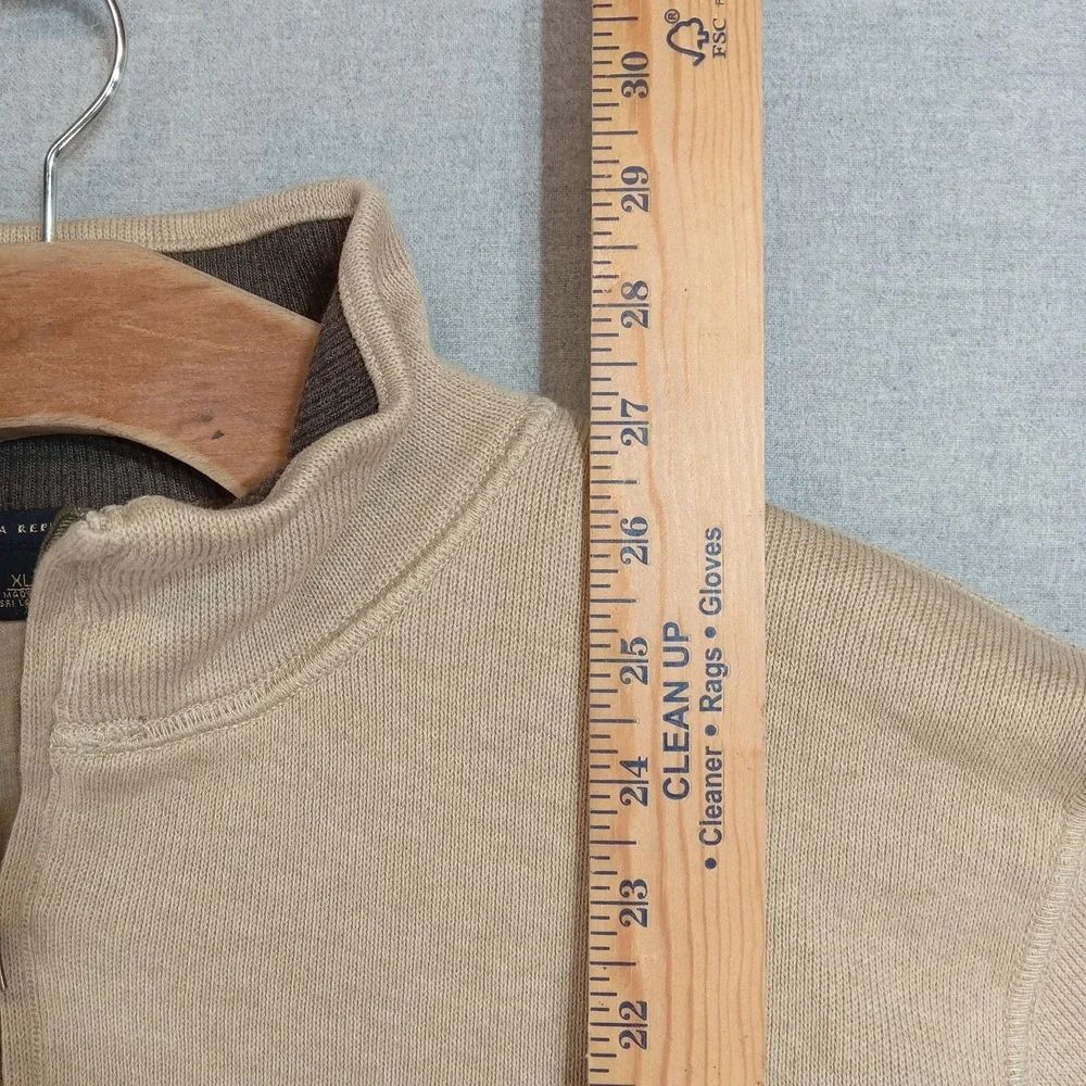 Banana Republic Mens XL Quarter Zip Tan Pullover Sweater VTG Y2K Preppy Casual